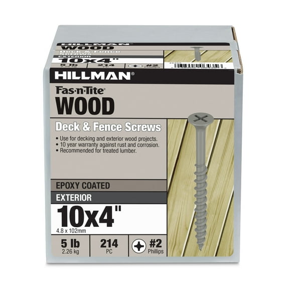 Hillman Fasteners No. 10 x 4 in. Exterior Phillips Deck Screws, 10 Year Coating, 5 lb Box