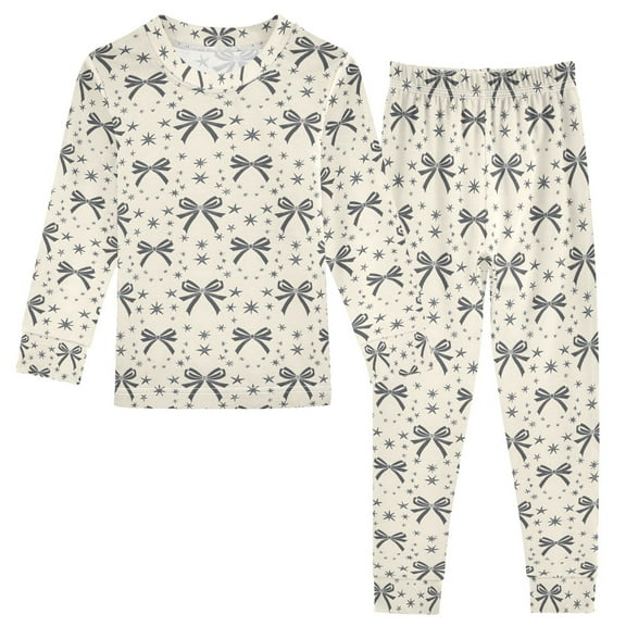 Pajama Bows Stars Gray Cute Comfortable Cotton Two-piece Pajama Set