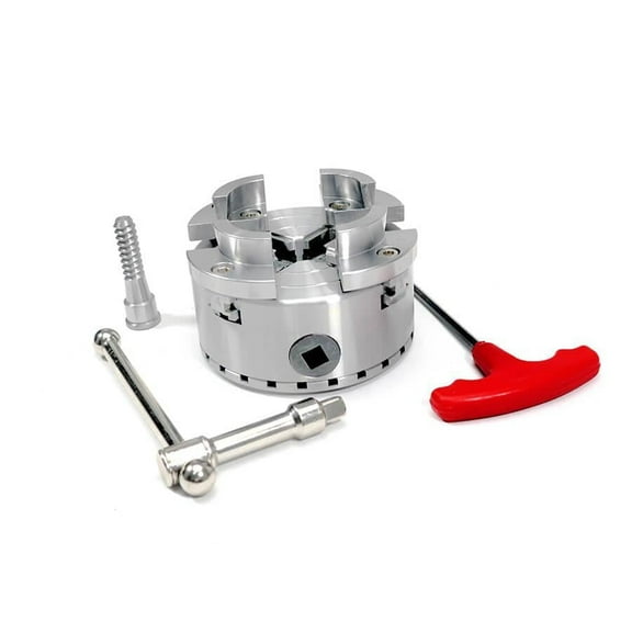 FindBuyTool Machorool® 4-jaw lathe chuck 3.75 in, 1" x 8 TPI threaded mount, self-centering & independent jaws, cast iron, fits most wood lathes