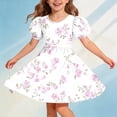 thumbnail image 2 of Afuyipoi Girls Summer Short Sleeve Dress (5-15 Years) Casual Round Neck Crisscross Back Flare A-Line Skirt for Family Gathering White 7/8, 2 of 8