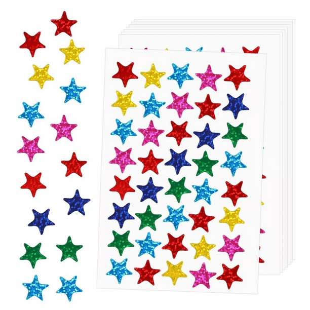 1200 Pegatinas Autoadhesivas Estrellas Multicolor Premio Niños Escuela