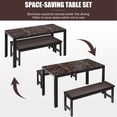 thumbnail image 6 of PORKISS 3 Piece Dining Table Set for 4, Faux Marble Kitchen Table Set with 2 PU Leather Benches, Space Saving Breakfast Nook Set for Small Spaces, Brown+Black, 6 of 9