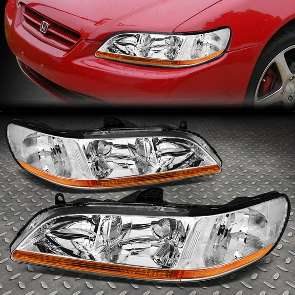 NUVISION for 98-02 Honda Accord 2/4Dr Chrome Housing Amber Corner Headlight Signal Lamps