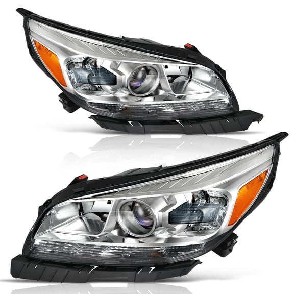 RVNI Projector Headlights Assembly w/ Bulb for 2013-2015 Chevy Malibu Chrome Headlamp