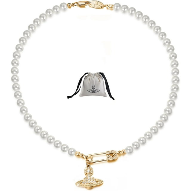 LAICAIW Collier Saturne Cristal Strass Collier Saturne, Collier Ras-du-Cou Perle pour Femmes Collier Planète Est des Cadeaux Parfaits pour Femmes Filles