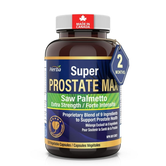 Herba Natural Prostate Supplements for Men – 120 Capsules | 9 Ingredients including Saw Palmetto, Pygeum, Selenium, Lycopene, and Stinging Nettle to Support Prostate Health | Super Prostate Max