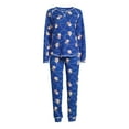 thumbnail image 4 of Muk Luks Women's and Women's Plus Long Sleeve Top and Pants Eye Mask, 2-Piece Pajama Set, 4 of 5