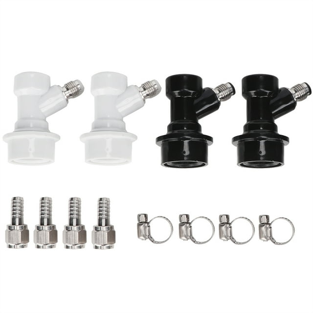 4PCS Ball Lock Keg Connector Fittings Plastic Lock, Threaded with Adapter Clamp