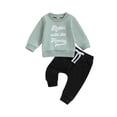 thumbnail image 1 of SUNSIOM Baby Boy Fall Outfits Classic Long Sleeve Clock Print Sweatshirt + Pants Set Toddler Clothes, 1 of 8
