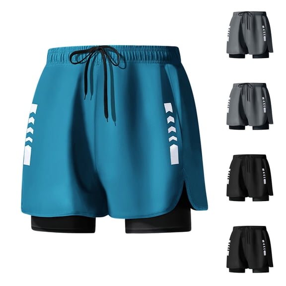Men's 2-in-1 Double Layer Loose Fit Running & Swim Trunks, Sports Shorts with Zipper Pocket, Quick Dry Breathable Athletic Shorts for Swimming, Gym Workout, Beach | AESTIVO,Black 5XL