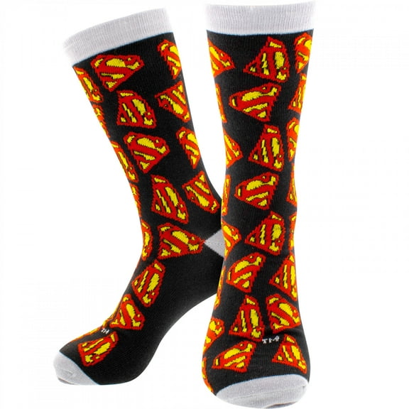 Superman Logo Collage Crew Socks