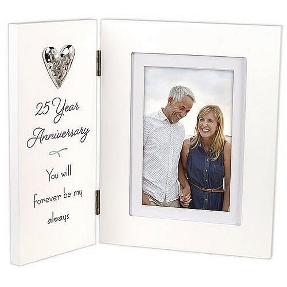 25th Anniversary matted 5x7 4x6 Hinged Keepsake frame - 4x6