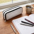 thumbnail image 6 of Large Pencil Case Big Capacity Pencil Pouch with 3 Compartments Canvas Pen Bag Marker Pen Bag Pencil Case for Women Black Polka Dot, 6 of 7
