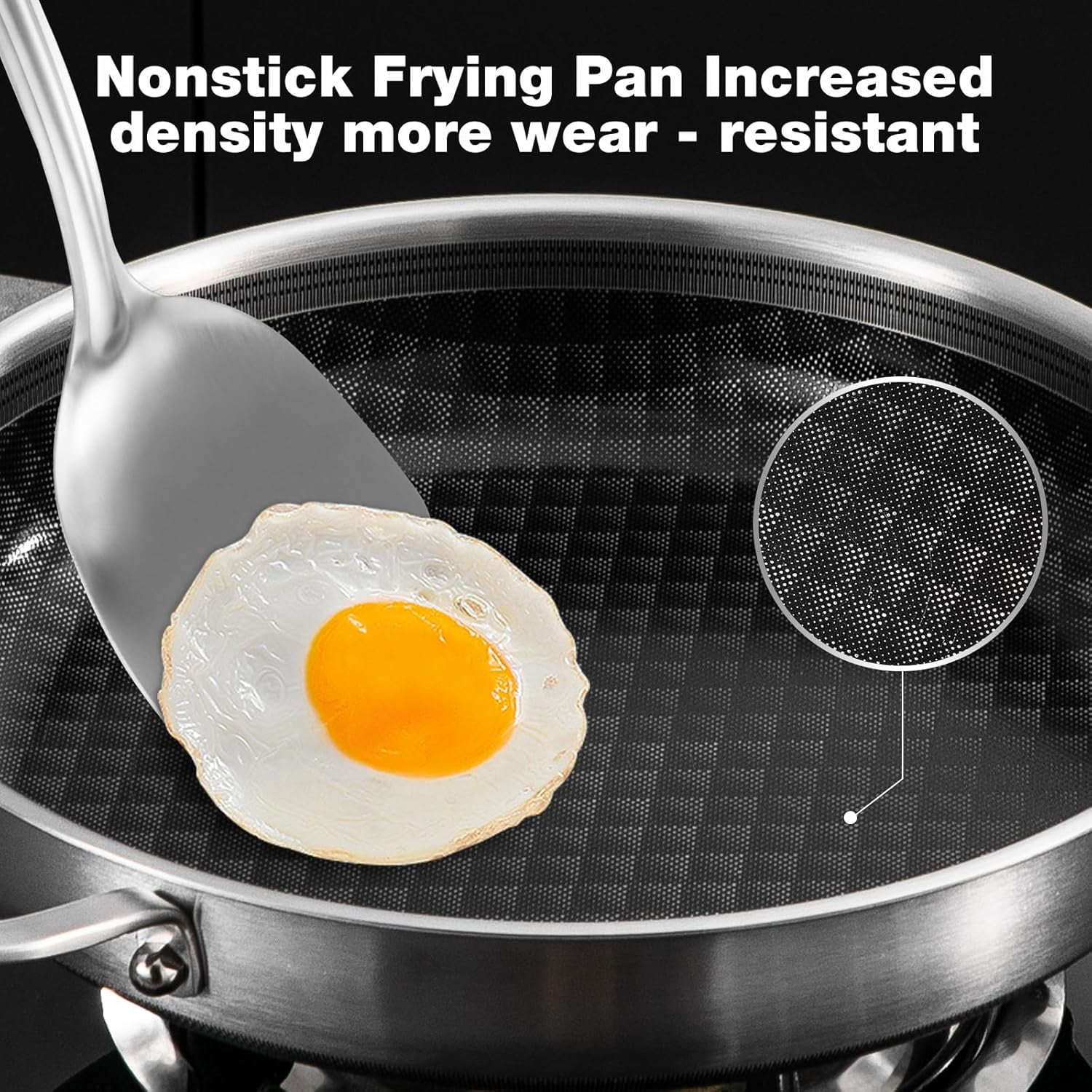 12-Inch Non Stick Frying Pan Set with Lid, Ceramic Coating Stainless Steel Skillet for Induction Gas Oven Safe
