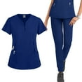 thumbnail image 4 of Resivox Women Scrubs Sets Plus Size Nursing Top Petite V Neck Scrub Tops and Pants Scrub Set Medical Scrub Sets Scrubs for Tall Women Navy XL, 4 of 4