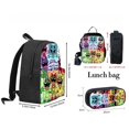 thumbnail image 2 of Conjunto de 3 mochilas escolares con estampado de dibujos animados para niño y niña, morral escolar con estampado de Critters sonrientes, bandoleras para lápices, regalos de cumpleaños, 2 of 4