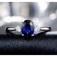 thumbnail image 4 of Trilogy 1.5 Carat 8x6mm Oval Cut Blue Sapphire And Moissanite Diamond Engagement Ring in 10k White Gold, 4 of 5
