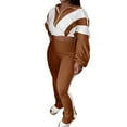 thumbnail image 4 of Bosfbaoi Women's Autumn/Winter Elastic Waist Color Block Track Suit - Long Sleeve Zip-Up Jacket & Leggings Set with Contrast Panels - Casual Sportswear Two-Piece, 4 of 7
