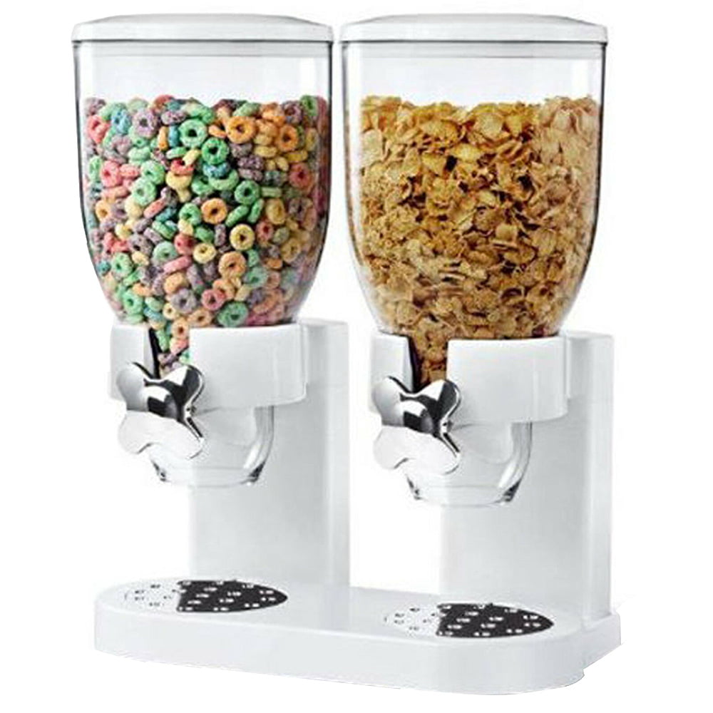 Dry Food Storage Double Cereal Dispenser Storage airtight Twin Container 