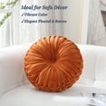 thumbnail image 3 of Velvet 15-Inch Round Decorative Pillow Orange for Couch Décor (Set of 2), 3 of 7