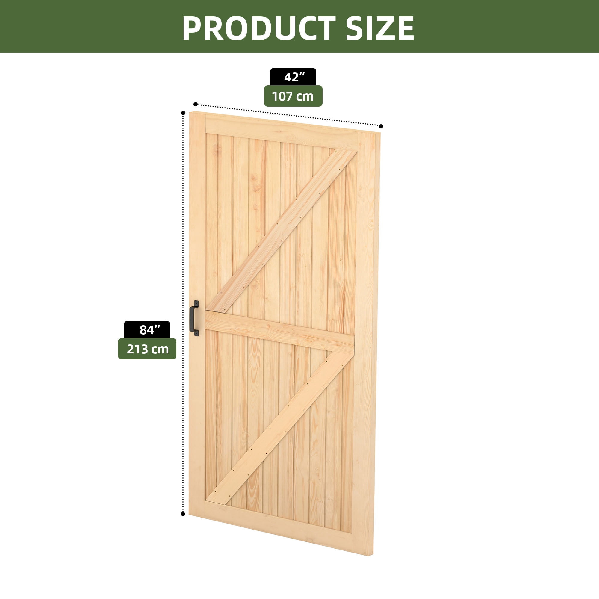Uforic 42" x 84" Wood Sliding Barn Door Interior Door, Natural