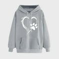 thumbnail image 2 of Oalirro Women's Heart Graphic Drawstring Hoodie Round Neck Cute Sweatshirt Comfy ActiveValentine's Day PulloverGray,L, 2 of 6
