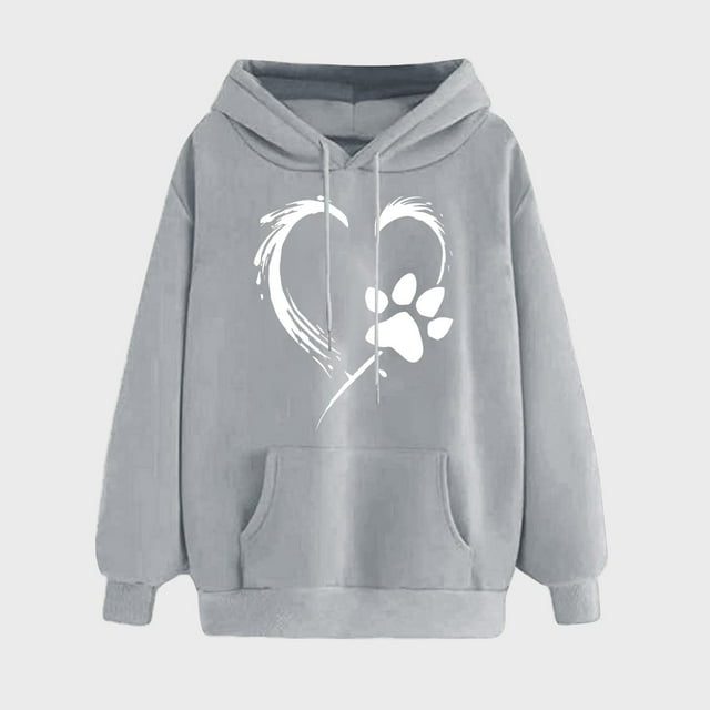 Amzcrzy Chandails à Capuche pour Femmes Chandail d'Hiver Imprimé pour Femmes Chandail à Manches Longues Confortable Chandail à Manches Longues pour Femmes Chandail à Capuche Graphique TG