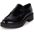 thumbnail image 2 of Jeffrey Campbell Librarian Vamp Moc-Toe Classic Penny Loafer Black Box Leather (BLACK BOX, 7.5), 2 of 4