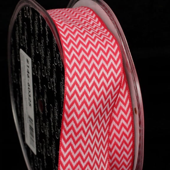 The Ribbon People Red and White Chevron Wired Craft Ribbon 1.5" x 54 Yards