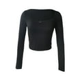 thumbnail image 2 of Women Long Sleeve Pullover Shirt Casual Solid Color Square Neck Crop Tops Streetwear Clubwear, 2 of 5