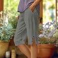 thumbnail image 2 of AHTJRT Women's Capris Summer Boho Royal Court Style Side Slit Bottoms Trousers with Pockets Drawstring Elastic Hight Waist Casual Straight Leg Capri Pants Gray XXL, 2 of 7