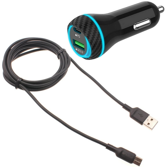 43W Quick Car Charger for Orbic Myra 5G UW, Magic 5G Phones - 2-Port USB Cable Type-C PD Power Adapter DC Socket Plug-in Y7V