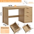 thumbnail image 3 of Joaxswe Fluted Office Desk 48" with 3 Drawers Storage File Cabinet Wood Farmhouse Desk for Computer Office Bedroom Home Furniture Natural Oak, 3 of 10