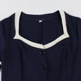 thumbnail image 6 of Women's Color Block Vintage Dress Bow Tie A Lined Flared Midi Dress Navy M, 6 of 8