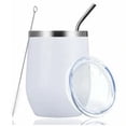 thumbnail image 2 of Taza térmica de acero inoxidable de gran capacidad, antideslizante, portátil, para exteriores, regalo, color blanco, 12 oz (360 ml), 2 of 12