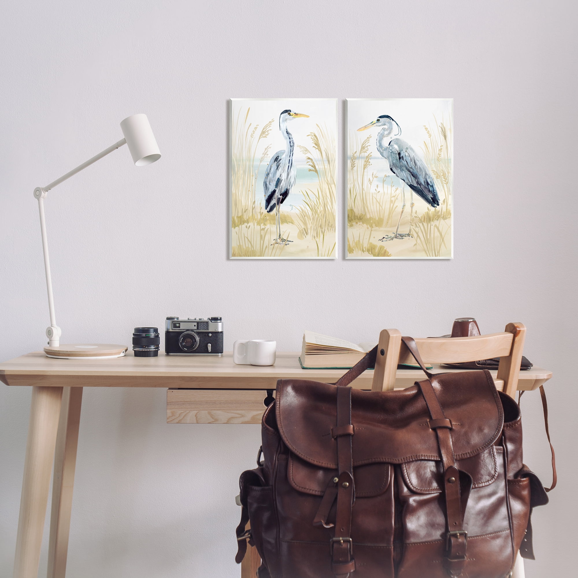 Stupell Industries Heron & Beach Reeds Animals & Insects Painting Unframed Art Print Wall Art, 10 x 15