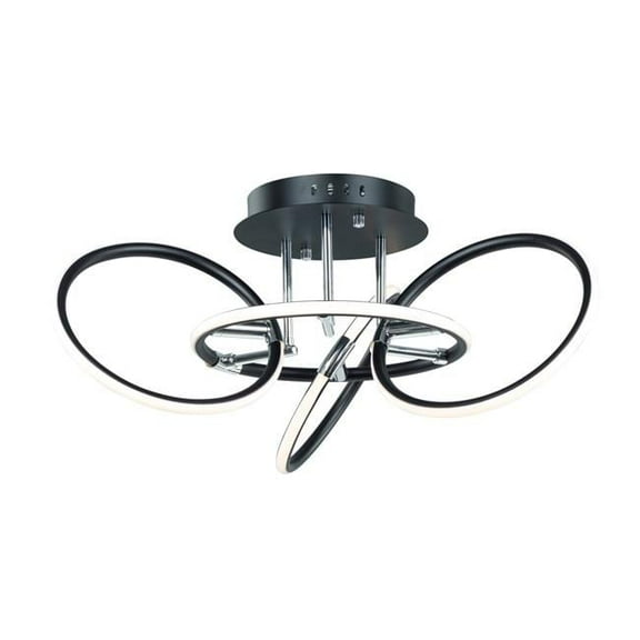 ET2 E24721-BKPC Ringer LED Black & Polished Chrome Flush Mount Ceiling Light - 25 in.