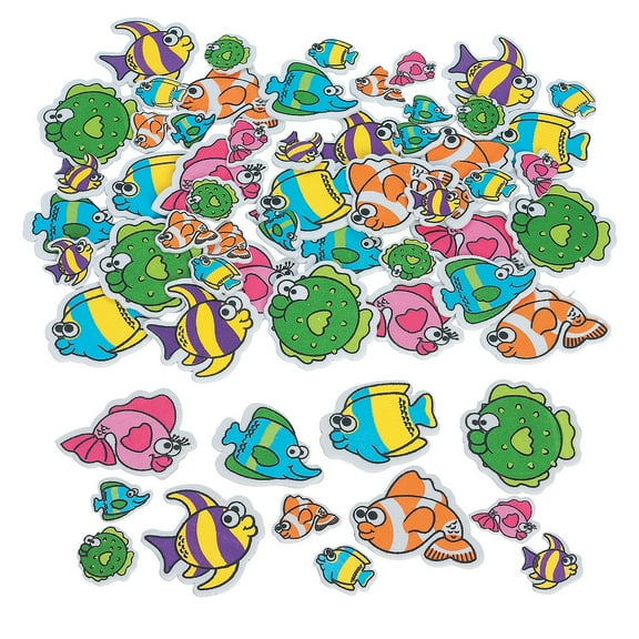 Fabulous Foam Self-Adhesive Tropical Fish Shapes, Craft Supplies, Regular, Foam Shapes, 500 Pieces, Multicolor