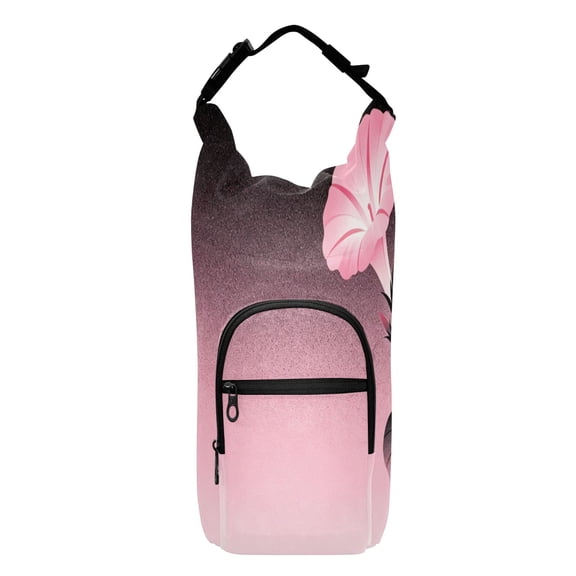 Iauyy Adjustable Strap Water Bottle Carrier Holder Pouch Bag for Outdoor Hiking Sports, Pink-morning Glory, 20-40oz