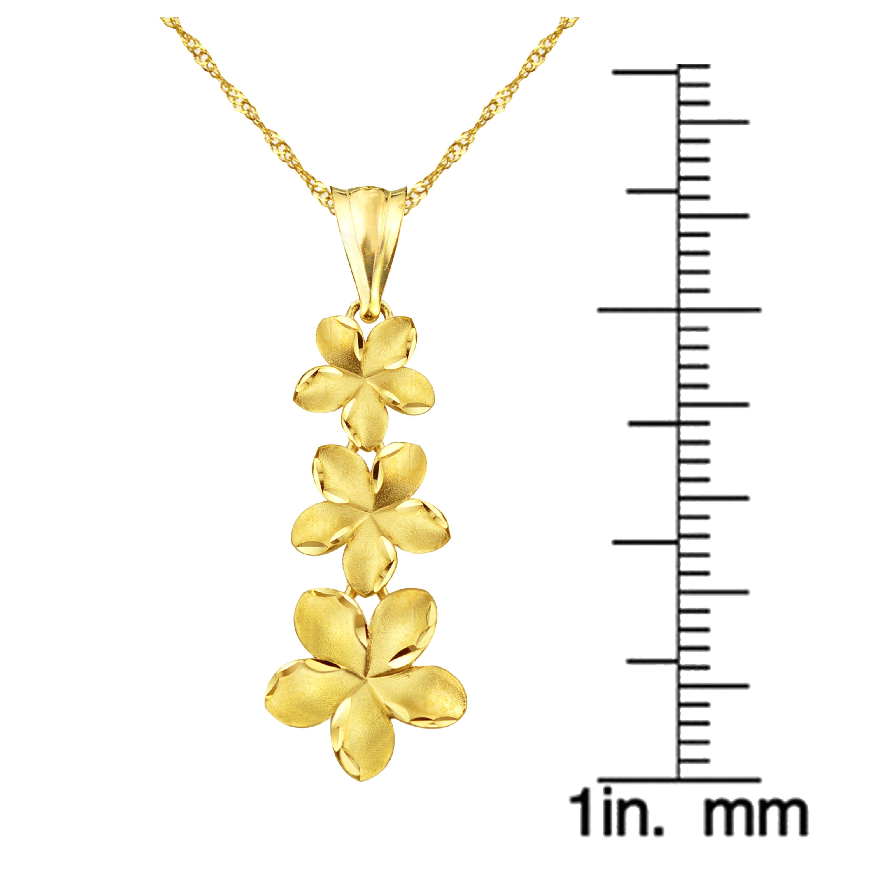US GOLD 10kt Gold Plumeria Charm Pendant