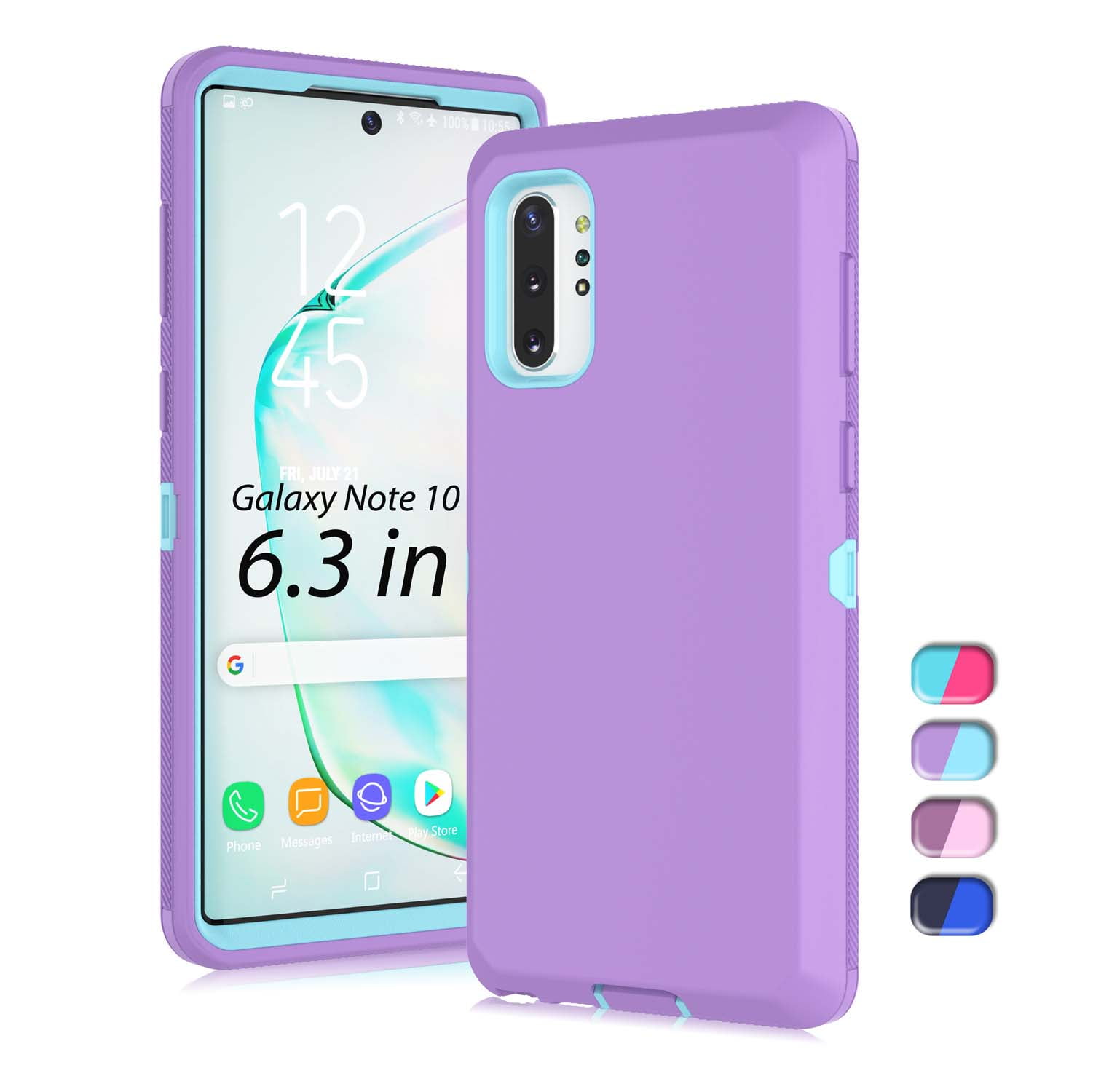 Samsung Galaxy Note 10+ 5G 10 10 Plus Case, Tekcoo Full Body Sturdy  [Tempered Glass Screen Protector] Grip Plastic TPU Slim Transparent Clear  Phone Protective Hard Cases Cover 