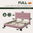 thumbnail image 7 of Einfach Full Bed Frame, Platform Bed Frame with Panel Upholstered Velvet Headboard, Pink, 7 of 7