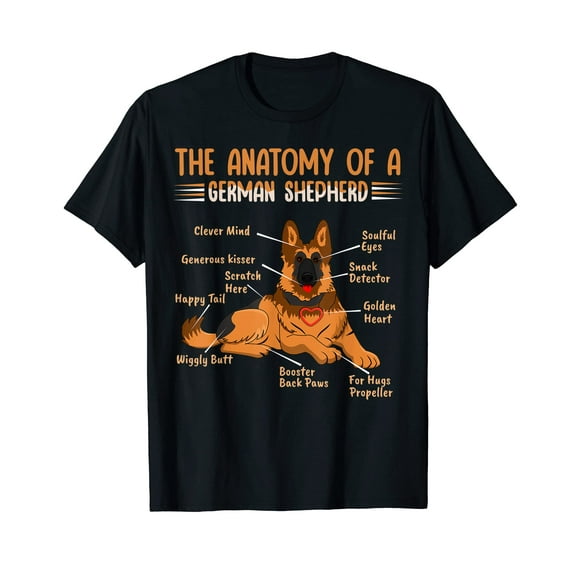 Anatomy Of A German Shepherd T-Shirt for Men Cotton 100% Summer Tops Womens Graphic T Shirt