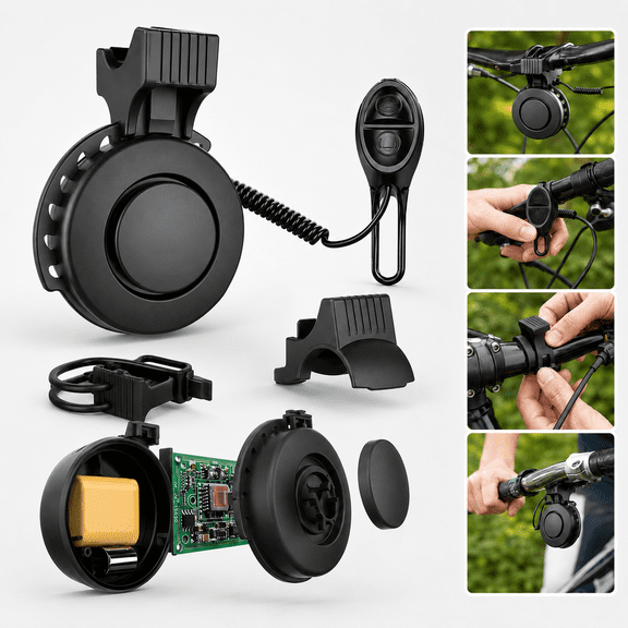 Ustris Electric Bike Horn 100-120 DB Electronic Bicycle Bell Waterproof with 4 Sound Modes and Rechargeable Battery for Teenager Adults Mountain Bike/Adjustable