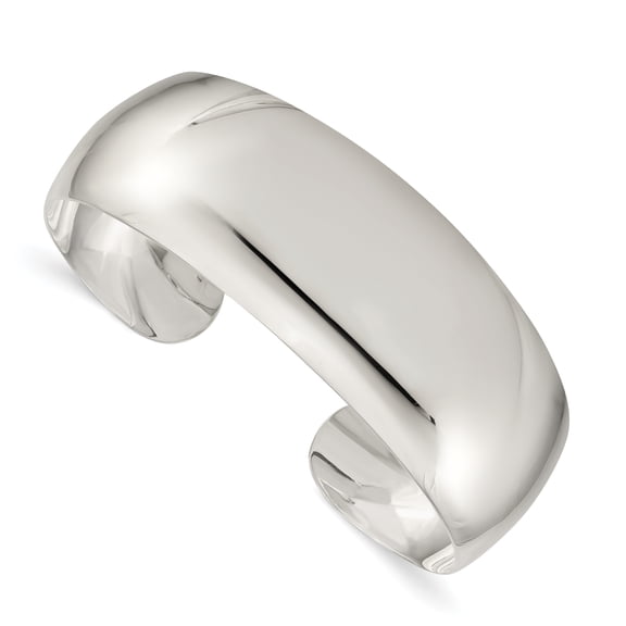 925 Sterling Silver Solid Polished Plain Cuff Bangle Bracelet