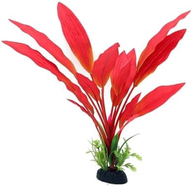 Silk Aquarium Plants, 12 Inch Artificial Silk Plants Decorations for Fish Tank,Aquarium Décor Plastic Plants (Red, 2 Pack)