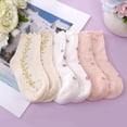 thumbnail image 3 of YISITIAN 3-Pair Toddler Girls' Frilly Ruffle Floral Socks - Winter Daily Dress Matching Ankle Socks AZ1014-0698, 3 of 5