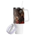 thumbnail image 2 of Leopard Cheetah Flowers 40 oz Tumbler with Handle Insulated&nbsp;Travel Mug&nbsp;Lid Straw Leak Proof Steel Vacuum Water Bottles Glasses Fits in Car Cup Holder, 2 of 7