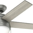 thumbnail image 5 of Hunter 46 inch Indoor Ceiling Fan with LED Light - Ceiling Fan with Pull Chain, For Bedroom, Living Room, or Kitchen, Standard Mount, No Remote, 5 Blades - Anslee 59267, Matte Silver, 5 of 14