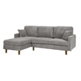 thumbnail image 2 of L-Shaped Sectional Sofa Couch for Living Room,Modern Corduroy Upholstered with Wooden Legs & Pillows,Deep Seat,Light Gray, 2 of 8